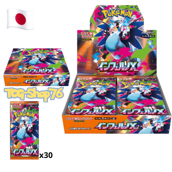 Display Pokémon (JP) — MEGA Dracaufeu X — 30 Boosters (5 cartes/pack) — Neuf & Scellé