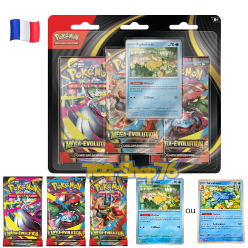 Tripack Pokémon Méga-Évolution (FR) — ME1 — 3 boosters + carte promo — Sous blister — Neuf & scellé