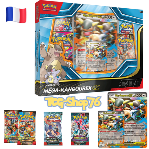 Coffret Pokémon Méga-Kangourex EX (FR) — 4 boosters + carte Jumbo — Neuf & scellé