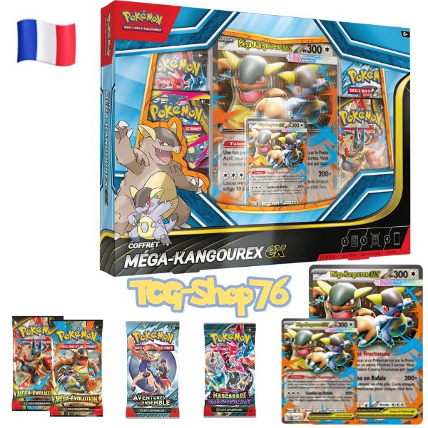 Coffret Pokémon Méga-Kangourex EX (FR) — 4 boosters + carte Jumbo — Neuf & scellé