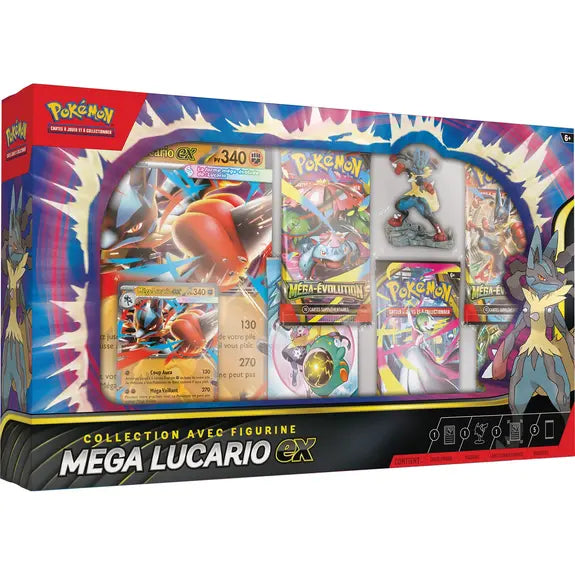 Collection avec Figurine - Méga-Lucario EX (FR) — 5 boosters + carte Jumbo — Neuf & scellé