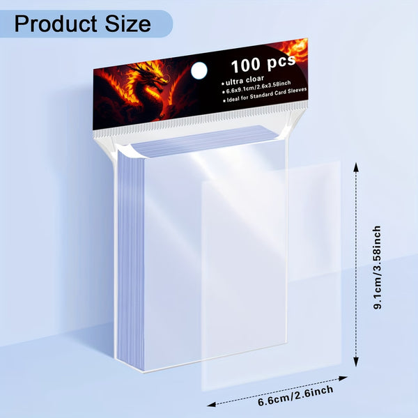 Sleeves Protège Cartes Standard 66x91mm – Pack de 100 Pochettes Transparentes