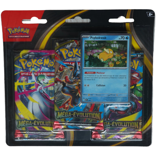 Tripack Pokémon Méga-Évolution (FR) — ME1 — 3 boosters + carte promo — Sous blister — Neuf & scellé