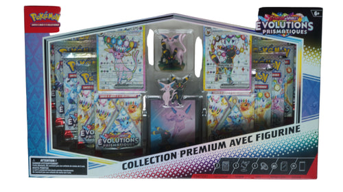 Collection Premium avec Figurine – Évolutions Prismatiques (FR) — EV9 — 11 boosters + 2 promos +  1 pin — Neuf & scellé