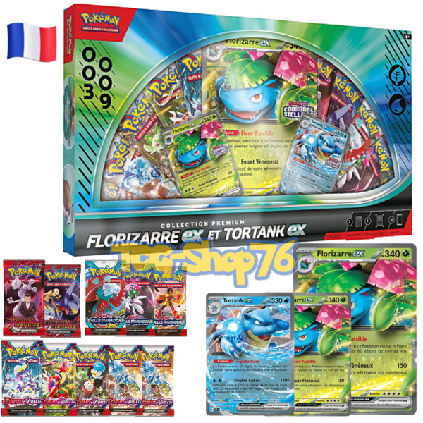 Coffret Pokémon Florizarre EX et Tortank EX(FR) — 10 boosters + carte Jumbo — Neuf & scellé