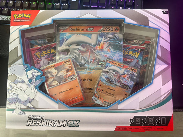 Coffret Pokémon Réshiram ex (FR) — 4 boosters + carte Jumbo — Neuf & scellé
