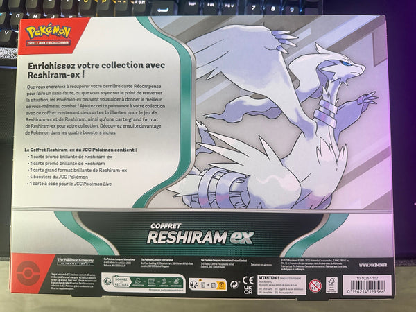 Coffret Pokémon Réshiram ex (FR) — 4 boosters + carte Jumbo — Neuf & scellé