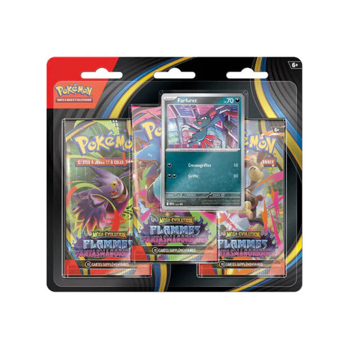 Tripack Pokémon Flammes Fantasmagoriques (FR) — ME2 — 3 boosters + carte promo — Sous blister — Neuf & scellé